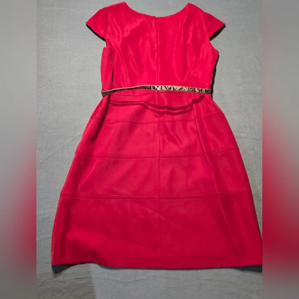 Alex Marie Vibrant Red Midi Dress with Cap Sleeves EUC Size 16 PTP 22 - Picture 3 of 5